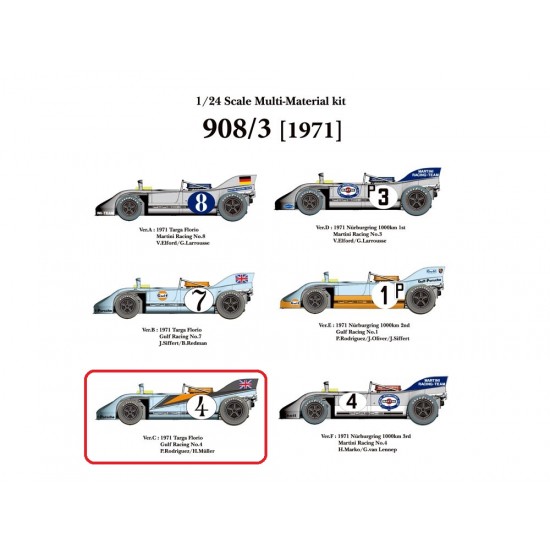 1/24 Full Detail Kit: 908/3 Ver.C '71 Targa.Florio Gulf Racing No.4 PR/HM