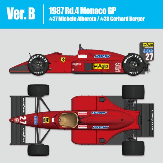 1/12 Ferrari F187/88C Ver.B: 1987 Rd.4 Monaco GP #27 Michele Alboreto/#28 Gerhard Berger