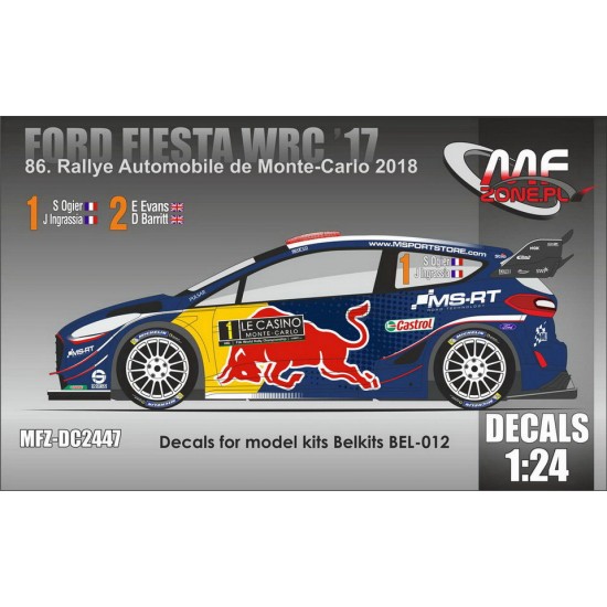 1/24 Ford Fiesta WRC '17 - 86th Rally Monte-Carlo 2018 Decal for Belkits BEL012