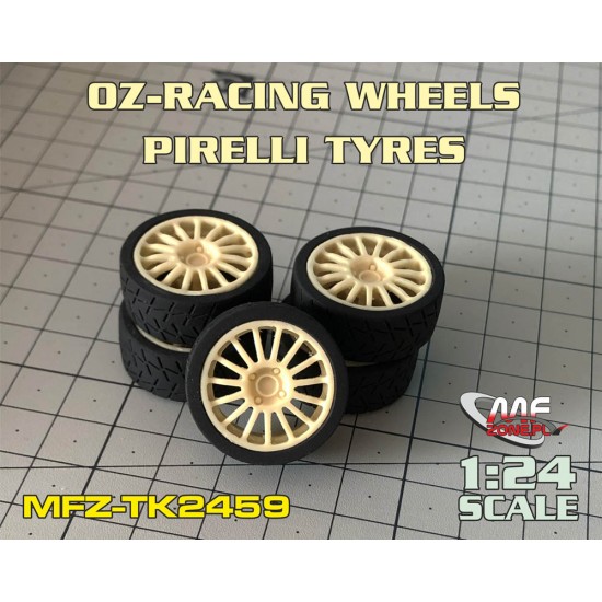 1/24 OZ-Racing 15/4 Wheels + Pirelli Tyres for Hasegawa kits