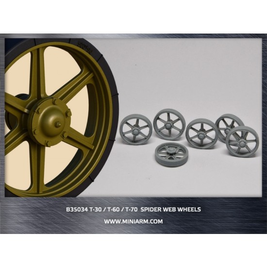 1/35 T-30/60/70 Spider Web Wheels for MiniArt/Hobby Boss kits (12pcs)