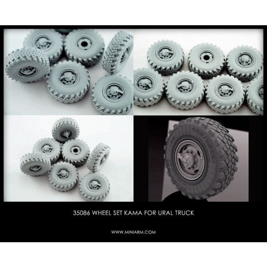 1/35 6X6 Truck URAL-4320 (late) Sagged Wheels Set "Kama" for Trumpeter kits (6pcs)