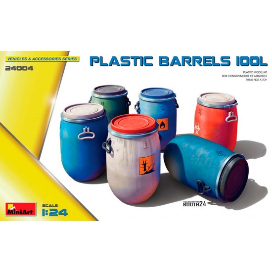 1/24 Plastic Barrels 100L (6pcs)