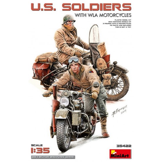 1/35 US Soldiers with WLA Motorcycles (2 figures and 2 bikes)