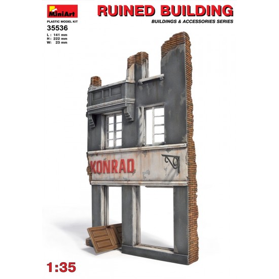 1/35 Ruined Building (Building Size L x H x W: 141mm x 222mm x 23mm)