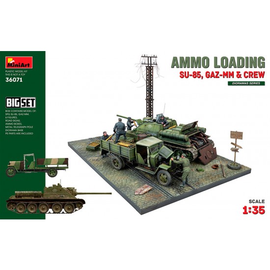 1/35 WWII Ammo Loading Scene: Su-85, Gaz-MM and Crew