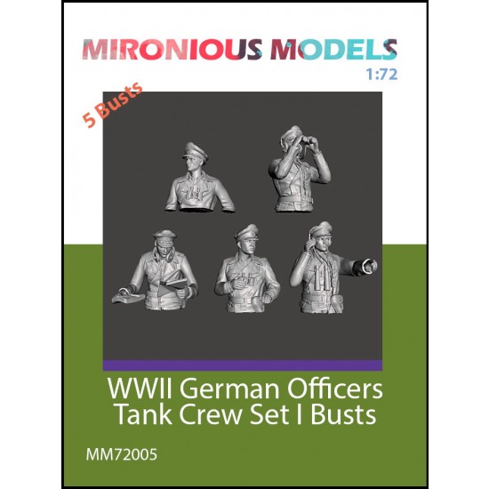 1/72 WWII German Officers Tank Crew Set I Bust (5 figures)