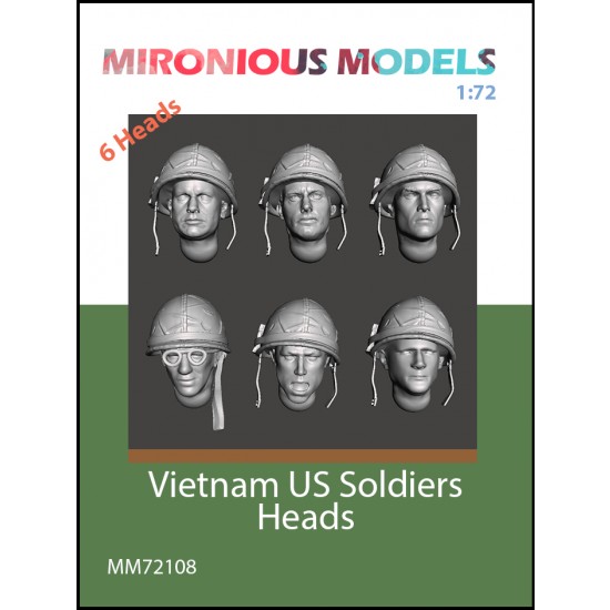 1/72 Vietnam US Soldiers Heads (6pcs)