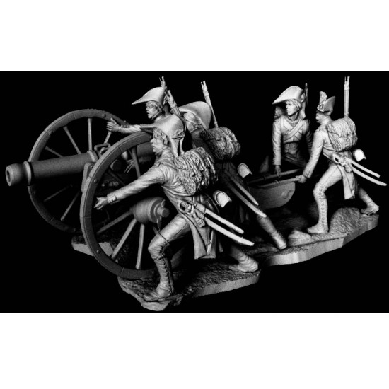 75mm French Revolutionary 8pdr Gun Crew (Gun kit, figures & diorama)