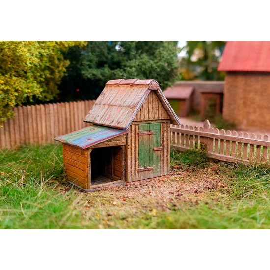 TT Scale 1/120 Garden House with Shed Wooden Structure Kit