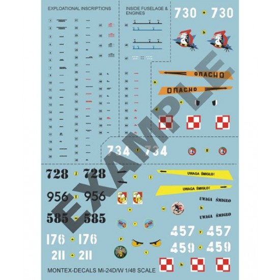 1/48 Mil Mi-24D/W Helicopter Decals & Canopy Paint Masks for Monogram kits