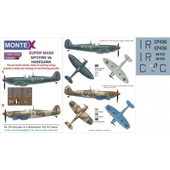 1/32 Supermarine Spitfire Mk.Vb Paint Mask No.2 for Hasegawa kit