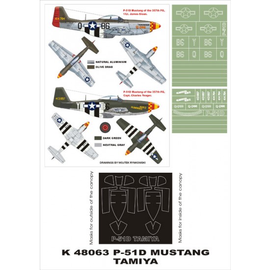 1/48 P-51D Mustang Paint Mask Vol.4 for Tamiya (Canopy Masks + Insignia Masks)