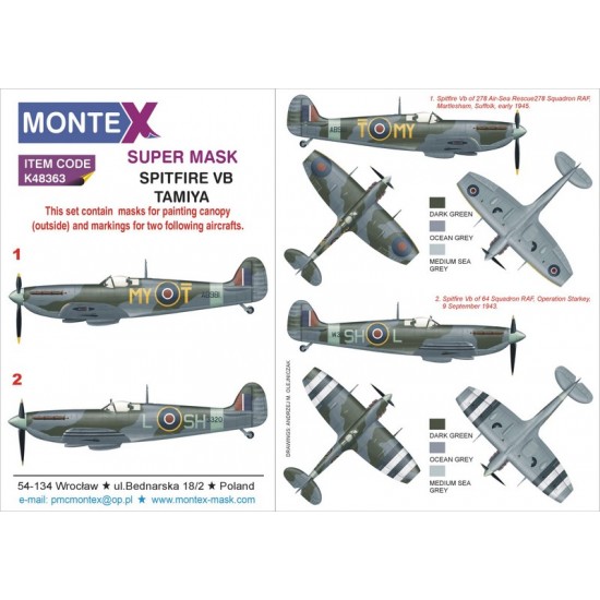 1/48 Spitfire VB Paint Mask for Tamiya kits (Insignia & Canopy Masks)