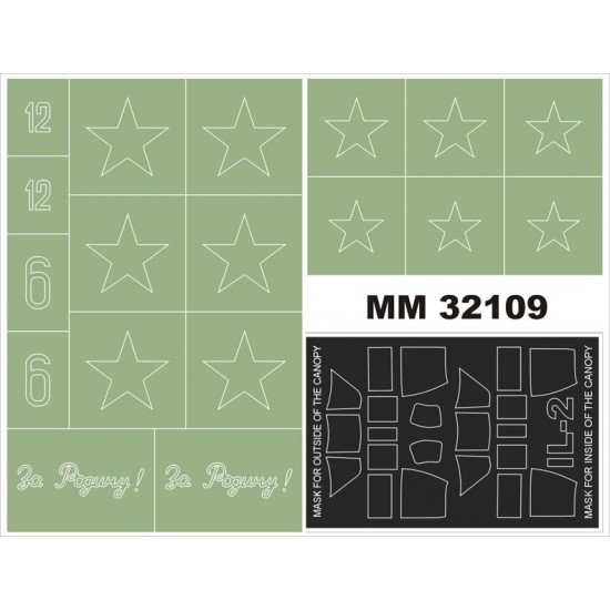 1/32 Ilyushin Il-2 Single-Seater Paint Mask for HobbyBoss (Canopy Masks + Insignia Masks)