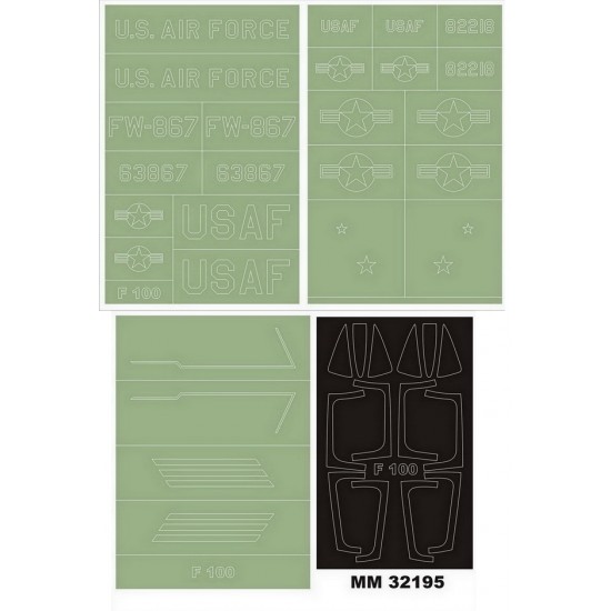 1/32 North American F-100F Super Sabre Masking for Trumpeter 2246 (2 canopy & 3 insignia)