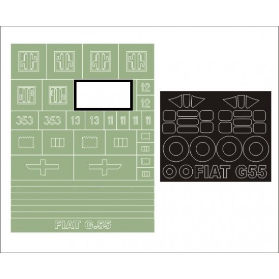 1/48 Fiat G-55 Paint Mask for Special Hobby kit (Canopy Masks + Insignia Masks)