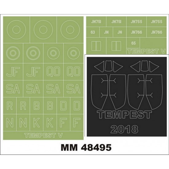 1/48 Tempest V Paint Masks for Eduard Kit #82121 (Canopy + Insignia Masks)