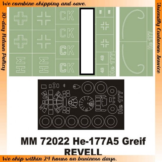 1/72 Heinkel He-177 Greif Paint Mask for Revell kit (Canopy Masks + Insignia Masks)