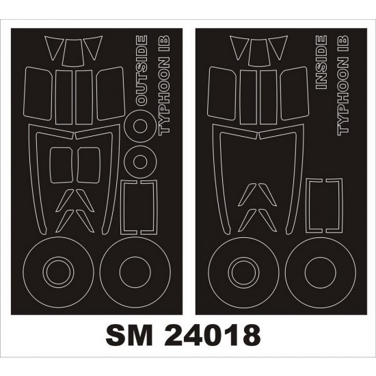 1/24 Hawker Typhoon Mk.Ib Car Door Paint Mask for Airfix kit (outside-inside)