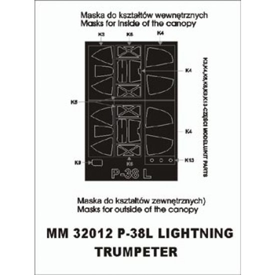 1/32 P-38L Paint Mask for Trumpeter kit (outside-inside)