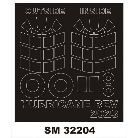 1/32 Hawker Hurricane Iib Canopy (outside, inside) & Wheels Paint Mask for Revell kits