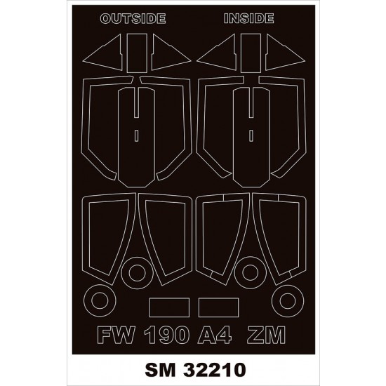 1/32 Fw 190A-4 Canopy Masks (outside and inside) for Zoukei-Mura kits