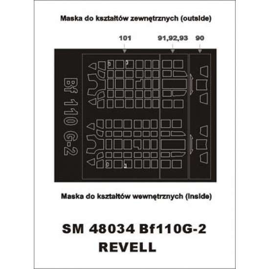 1/48 Messerschmitt Me-110 G-2 Paint Mask for Revell kit (outside-inside)