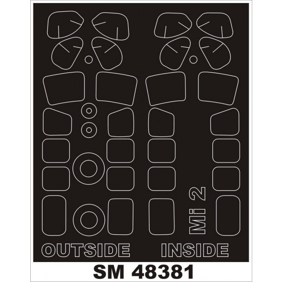 1/48 Mi-2 Paint Mask for Aeroplast kit (outside-inside)