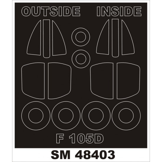 1/48 Republic F-105D Thunderchief Paint Mask for HobbyBoss kit (outside, inside)