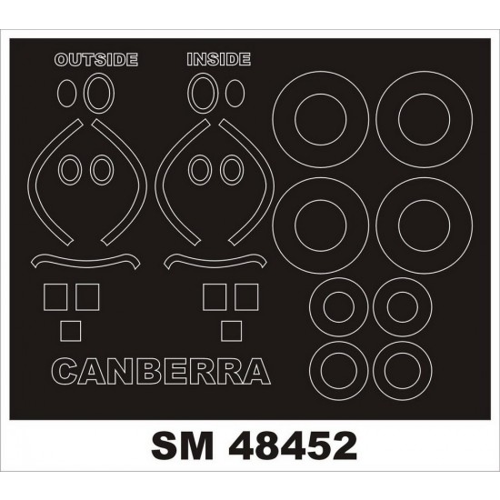 1/48 English Electric Canberra B.6/B.20 Paint Mask for Airfix kit (outside-inside)