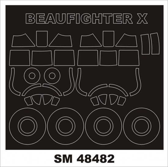 1/48 Beaufighter X Paint Mask for Revell kits (outside, inside)