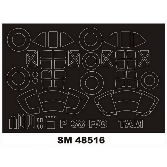 1/48 P-38F-G Paint Mask for Tamiya kits (outside, inside)