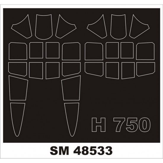 1/48 H-75 Hawk Masking for Clear Prop kits (outside, inside)