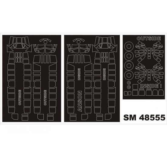 1/48 Avro Anson Canopy (outside, inside) & Wheels Paint Mask for Airfix kits