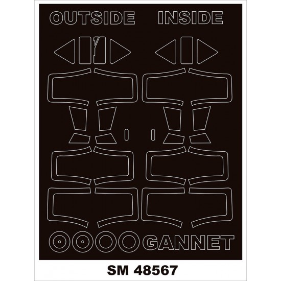 1/48 Fairey Gannet Canopy Masks (outside and inside) for Airfix kits