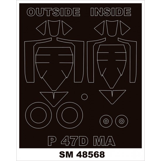 1/48 P-47D Bubbletop Canopy Masks (outside and inside) for MiniArt kits