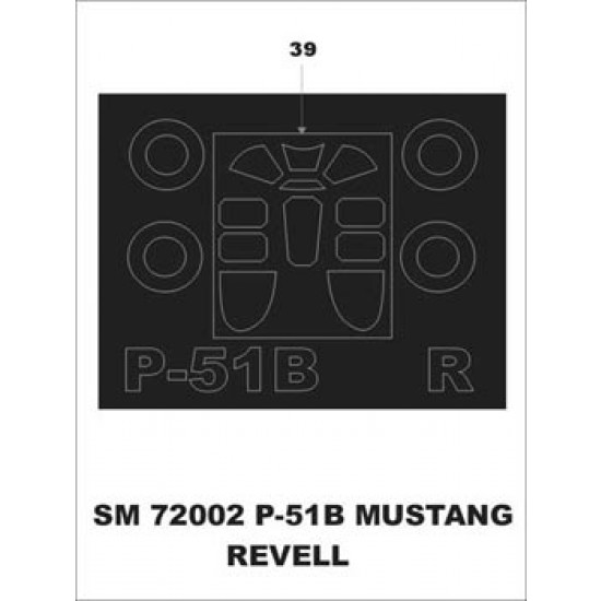 1/72 North American P-51B Mustang Paint Mask for Revell kit (outside)