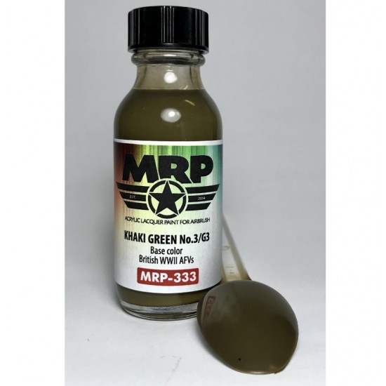 Acrylic Lacquer Paint - Khaki Green No.3/G3 "WWII British AFVs Base Colour" (30ml)