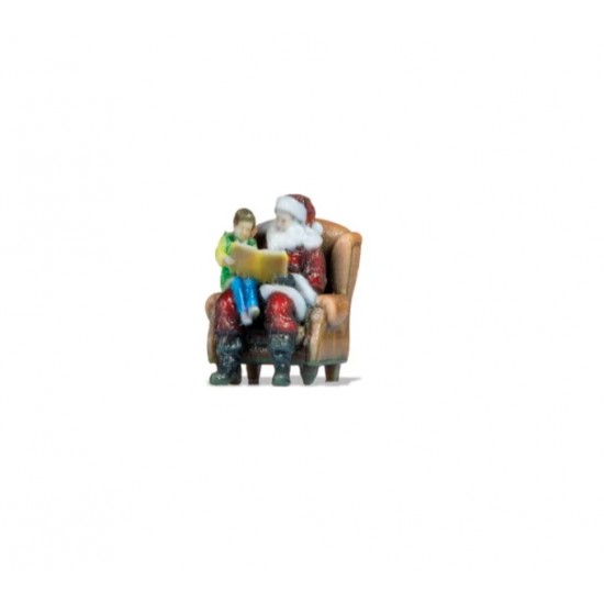 HO Scale Father Christmas and Boy (assembled painted 3D figures)