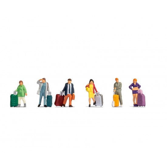 HO 1/87 Passengers (6 people with large suitcases)