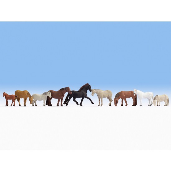 HO Scale Horses (9 animal figures)