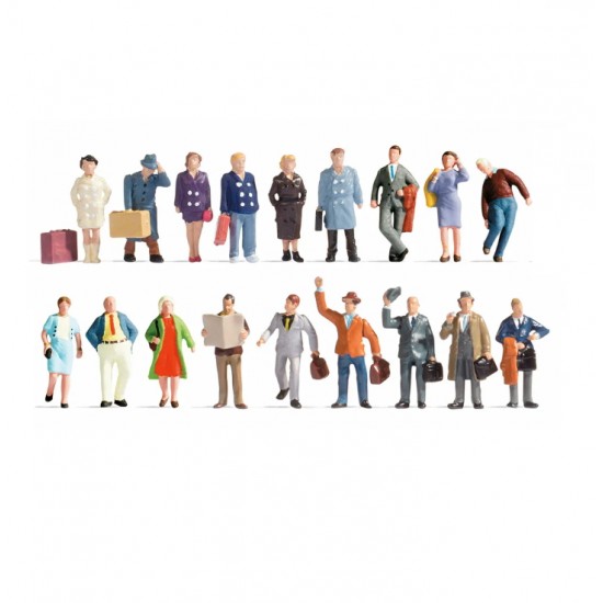 HO Scale Figures xL Set - Passengers (18 assembled painted figures)