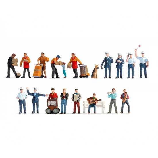 HO Scale Figures xL Set - In the City (19 assembled painted figures)