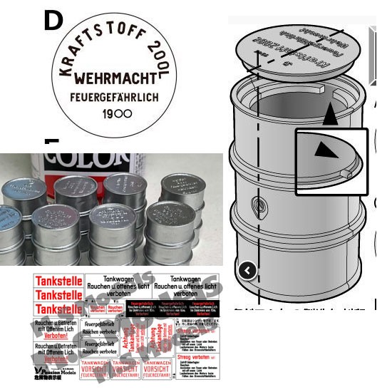 1/35 Fuel Drum Cover Set Type D 1940 (6 same caps)