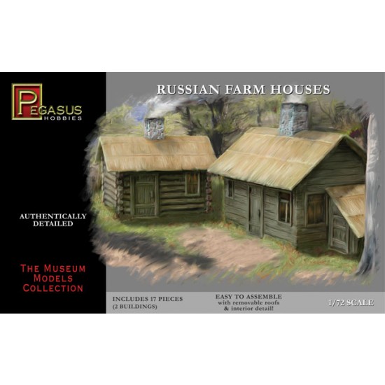 1/72 Russian Farm Houses w/Removable Roofs and Interior Details (2 Buildings)