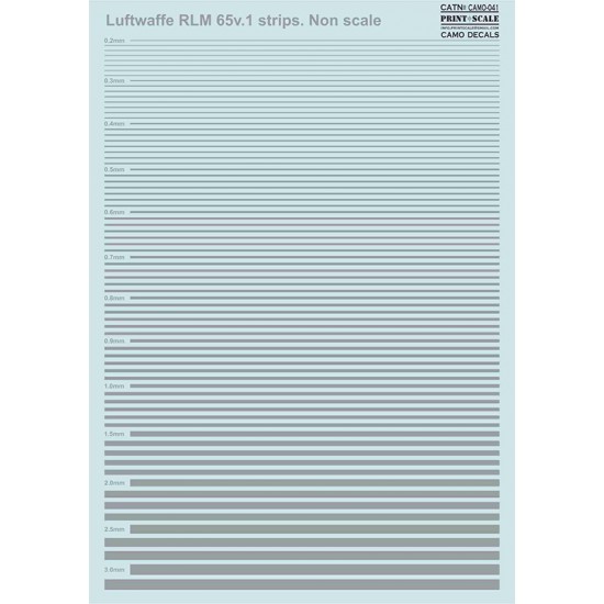 Decals for Non Scale Luftwaffe RLM 65v.1 Strips