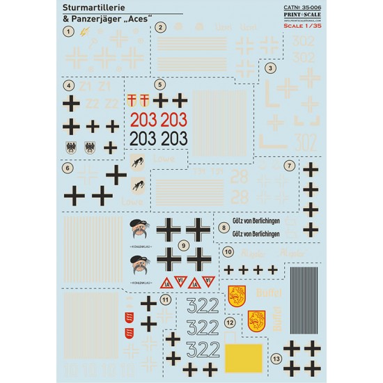 Decals for 1/35 Sturmartillerie & Pancerjager "Acess"