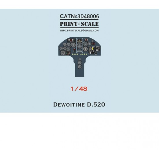 3D Decal for 1/48 Instrumental panel Dewoitine D.520