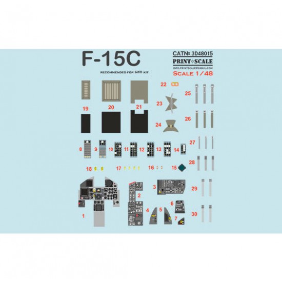 1/48 F-15C Eagle Instrumental Panel and Cockpit for Great Wall Hobby kits